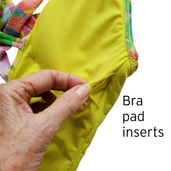 Becca Rebecca Virtue Costa Bella Yellow Tropical Print Plunge One Piece Swimsuit - Picture 6 of 16